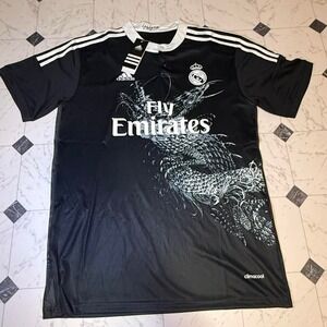 Adidas Real Madrid Dragon Jersey Large Black Fly Emirates NWT